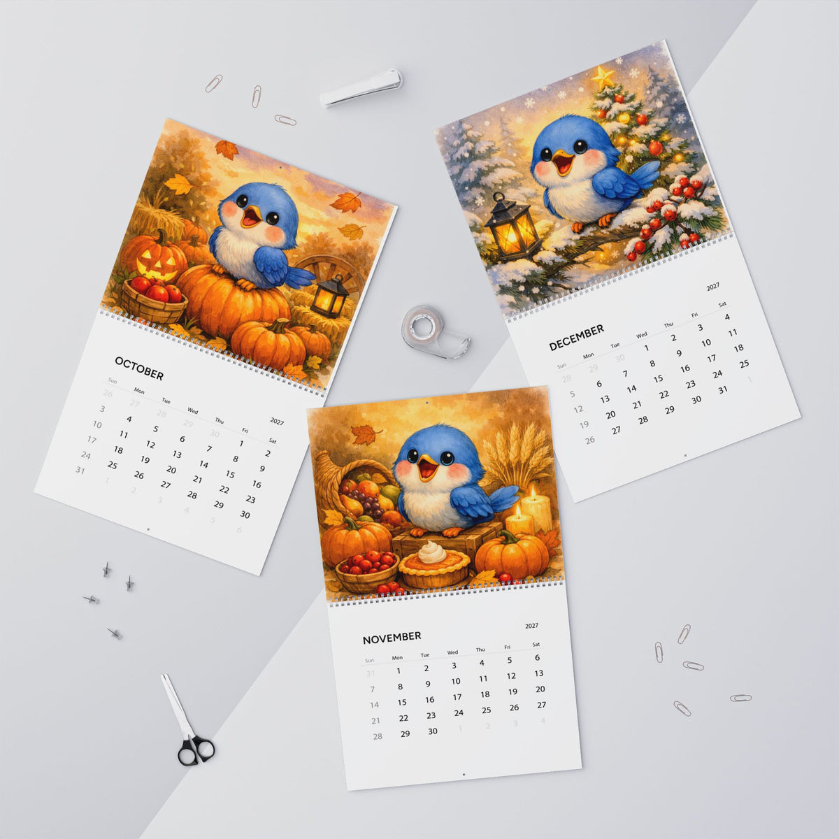 Singing Bluebird Seasonal Watercolor Calendar 2027