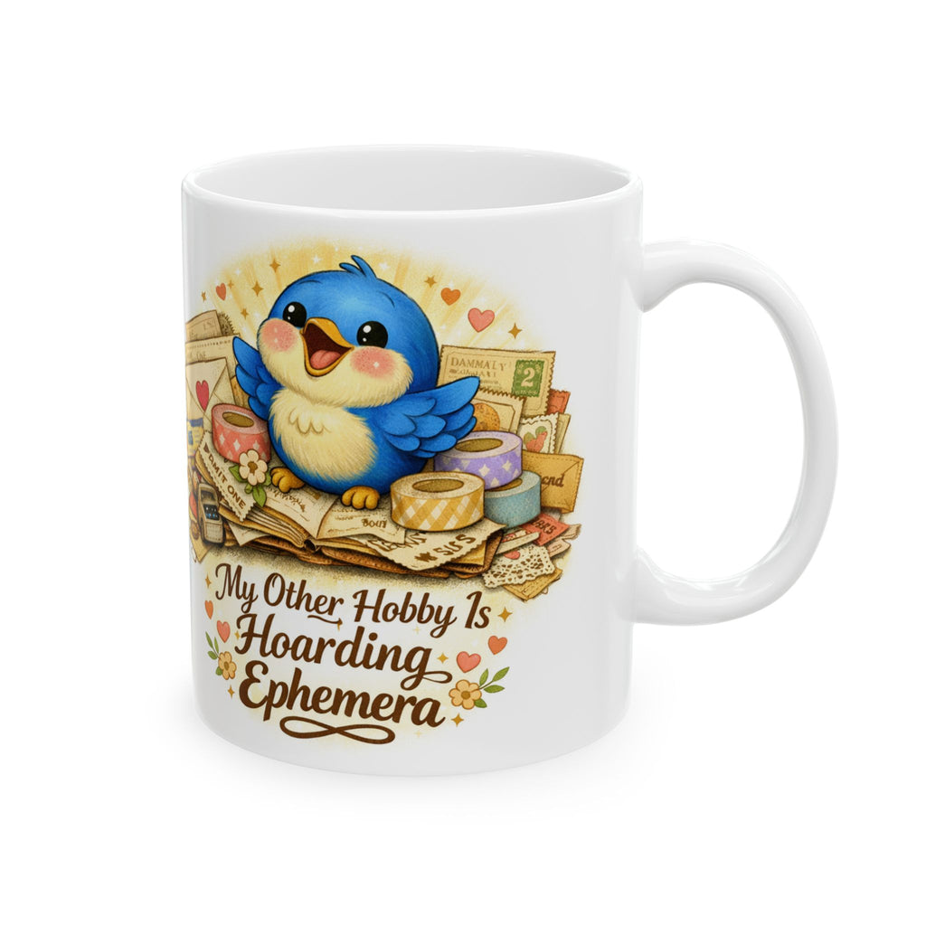 Ephemera Lover Bluebird Mug – Junk Journaling & Scrapbooking Gift for Paper Collectors