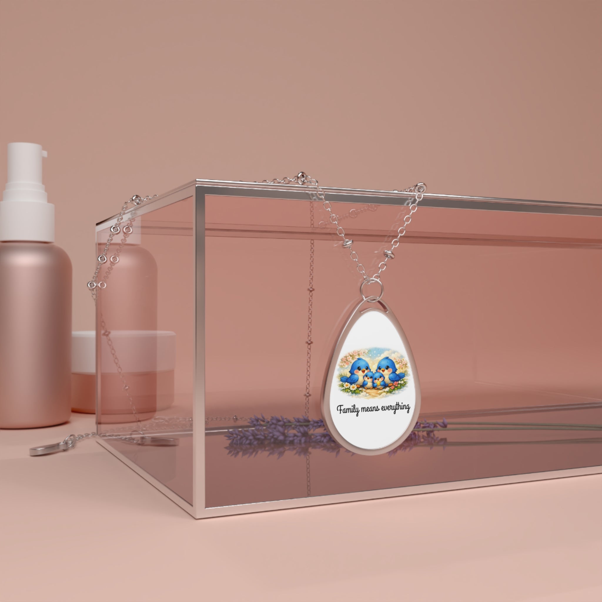 “Family Bluebirds Teardrop Necklace – Meaningful Gift for Moms, Grandmas & Bird Lovers”