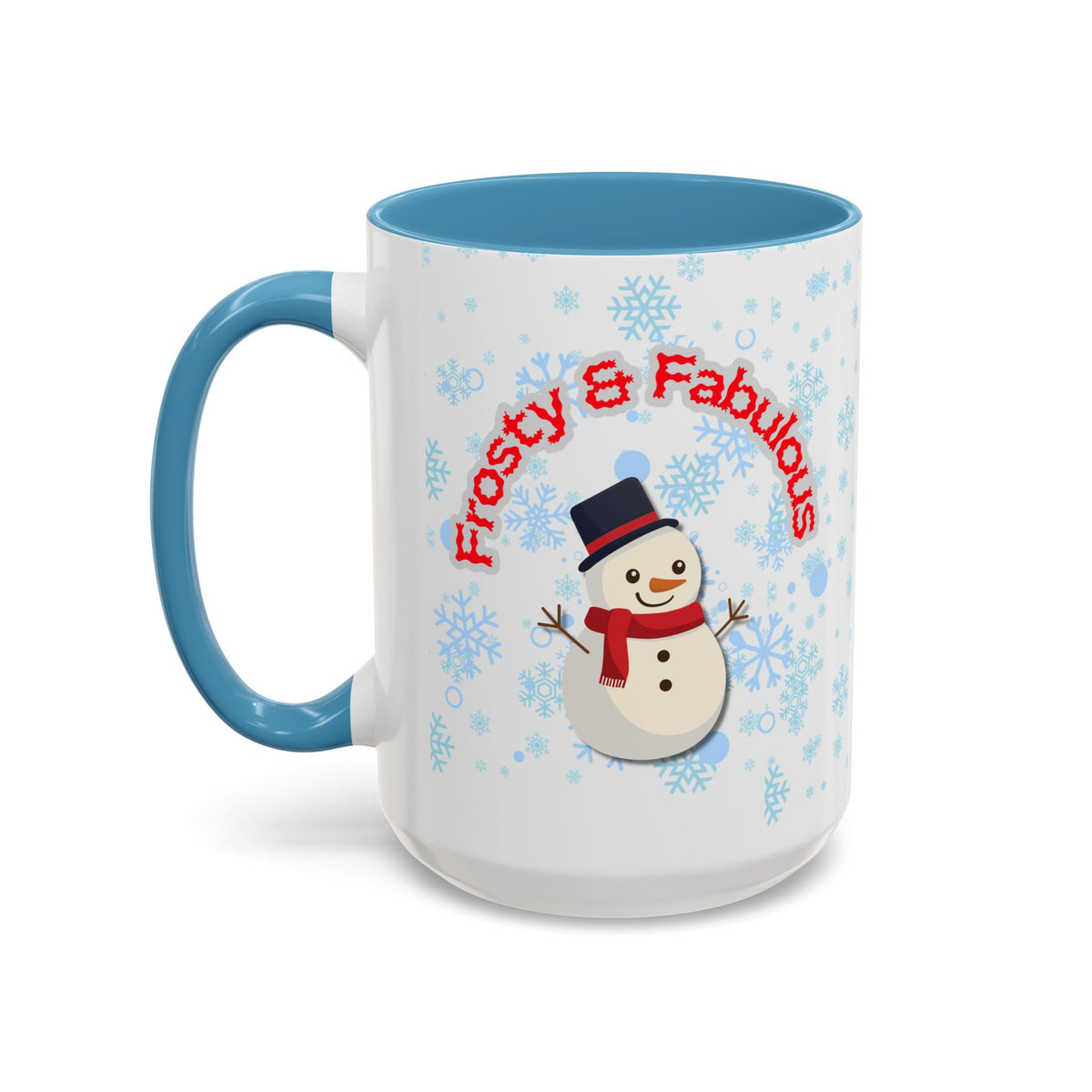 Frosty & Fabulous Christmas Mug – Snowman Winter Coffee Cup, Holiday Hot Cocoa Mug, Cute Snowflakes Design