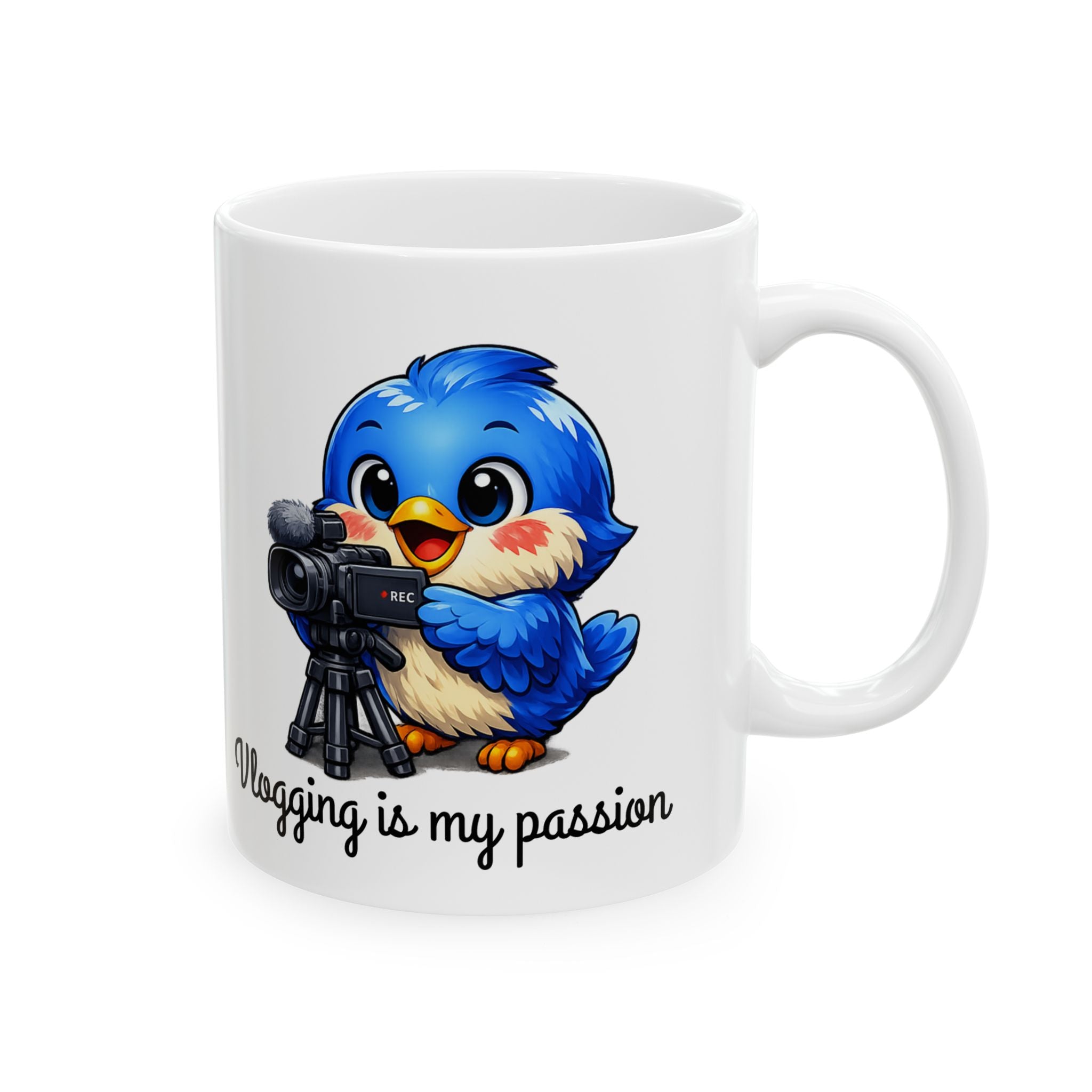 Vlogging Bluebird Mug – Cute Creator Coffee Mug for Content Makers & Influencers