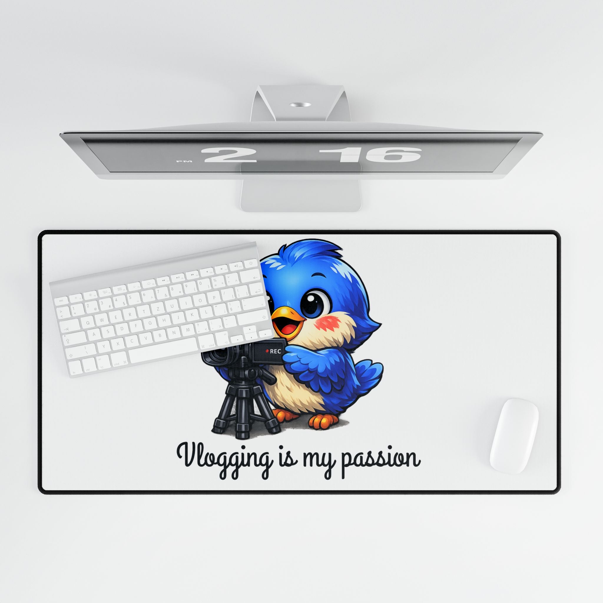 Vlogging Bluebird Desk Mat – Creator Studio Mat for Content Makers & Influencers