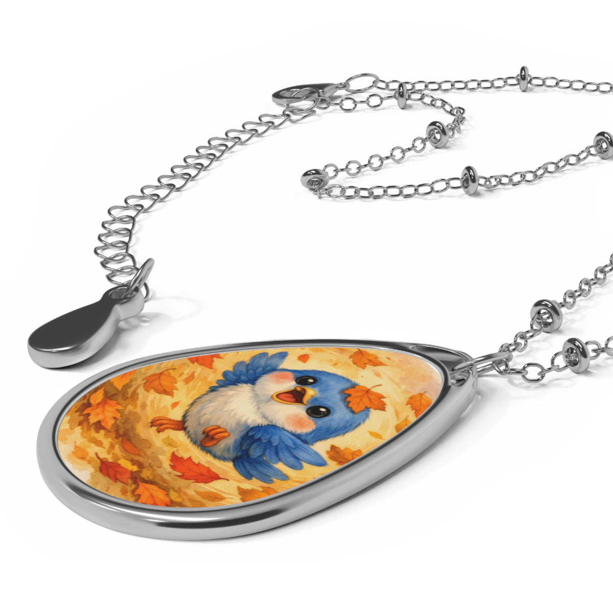 Bluebird in Autumn Leaves Fall Pendant