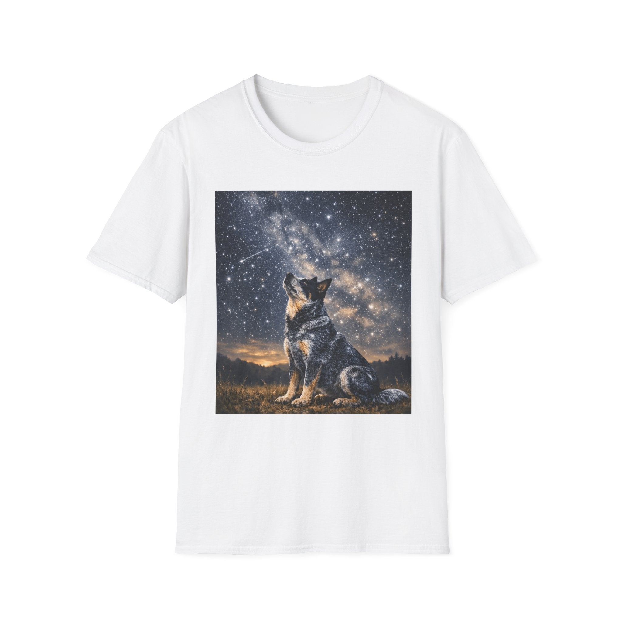 Stargazer Blue Heeler Cattle Dog T-Shirt — Celestial Night Sky Graphic Tee