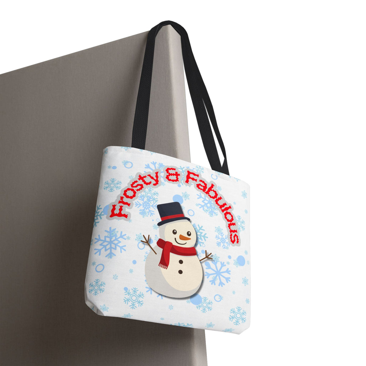 Frosty & Fabulous Christmas Tote Bag – Snowman & Snowflakes Winter Canvas Bag
