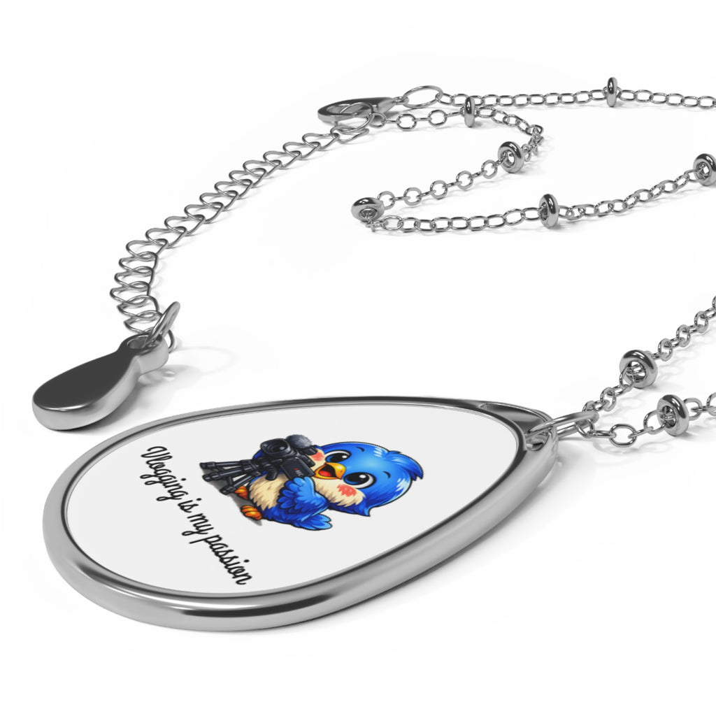 “Vlogging Bluebird Teardrop Necklace – Cute Creator Jewelry for Content Makers & Influencers”