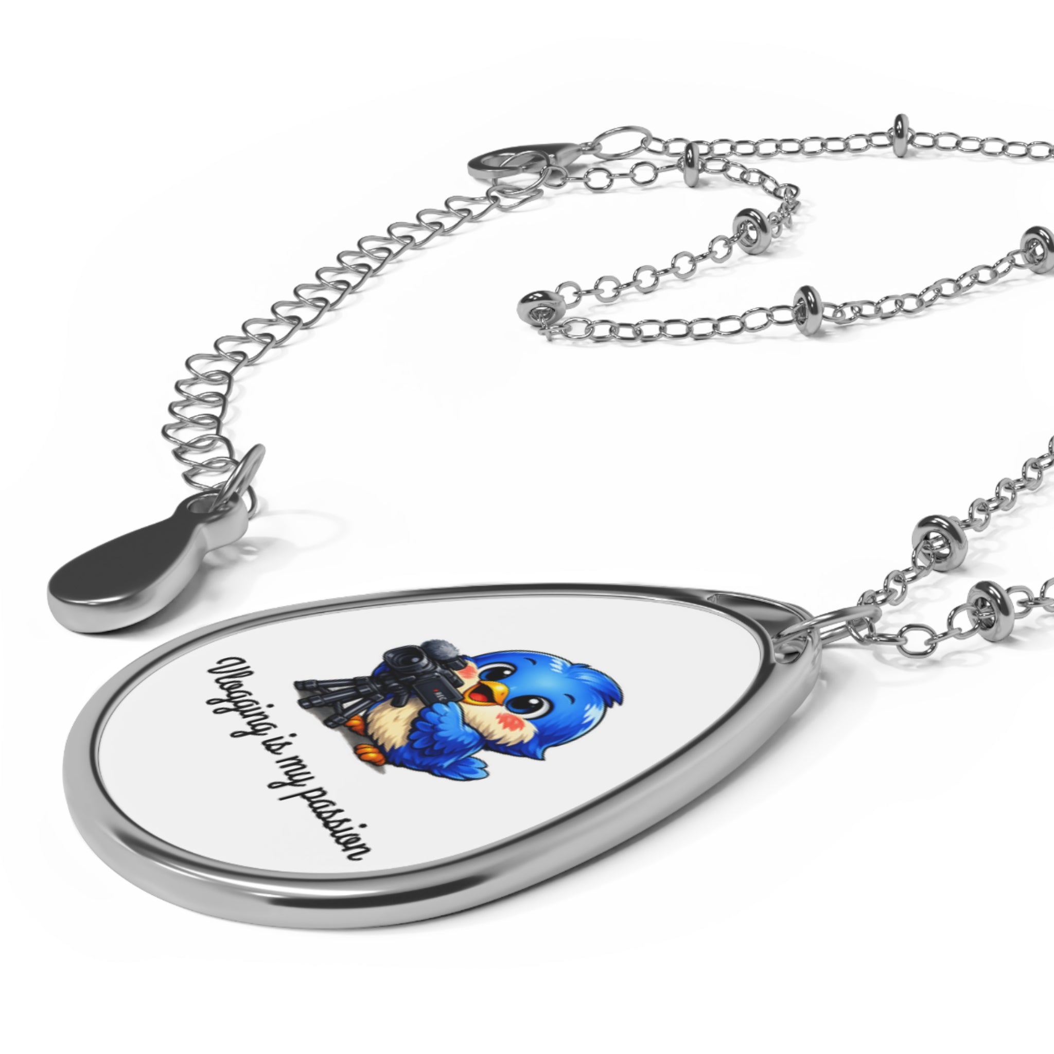 “Vlogging Bluebird Teardrop Necklace – Cute Creator Jewelry for Content Makers & Influencers”