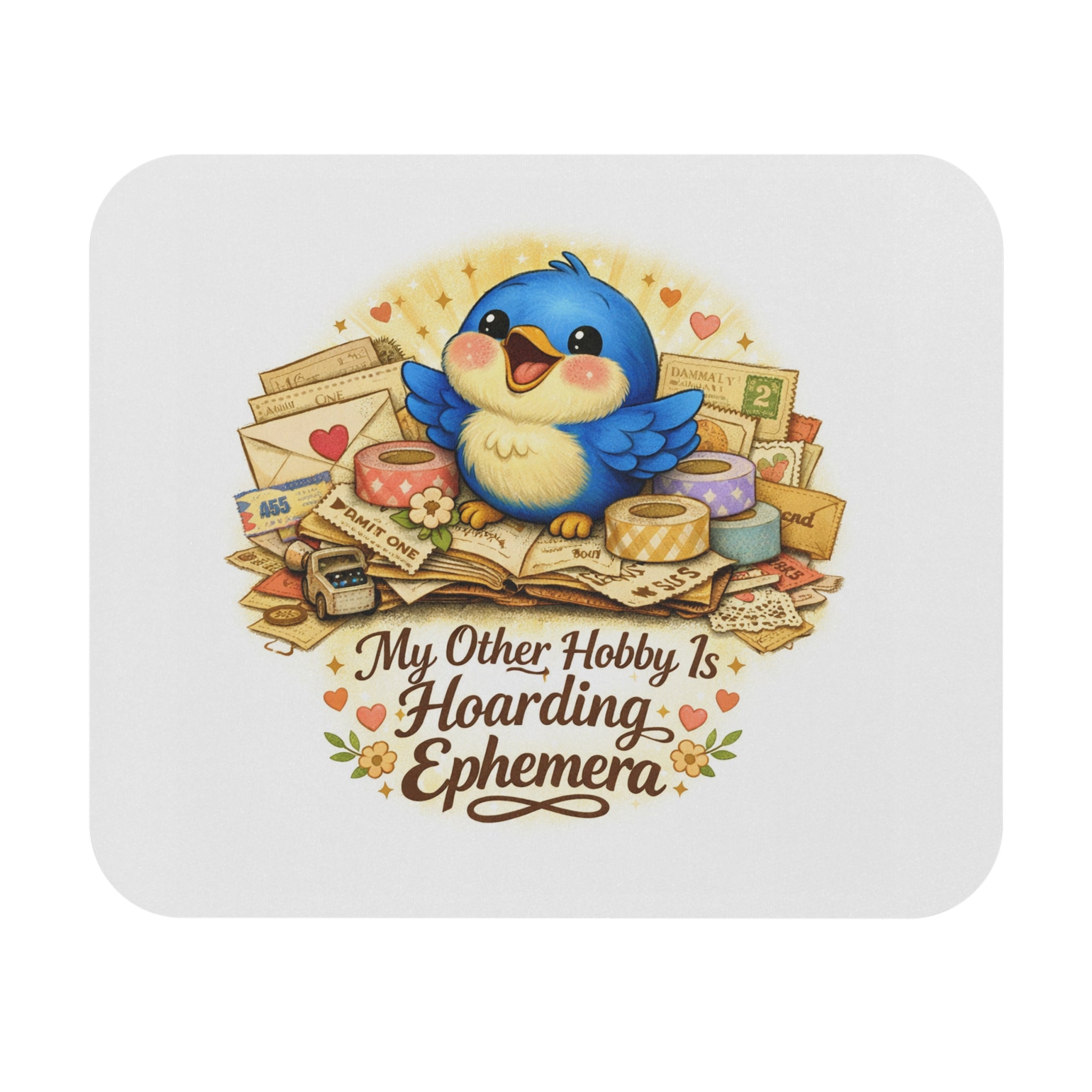 Ephemera Lover Bluebird Mouse Pad – Desk Mat for Junk Journalers, Scrapbookers & Paper Collectors