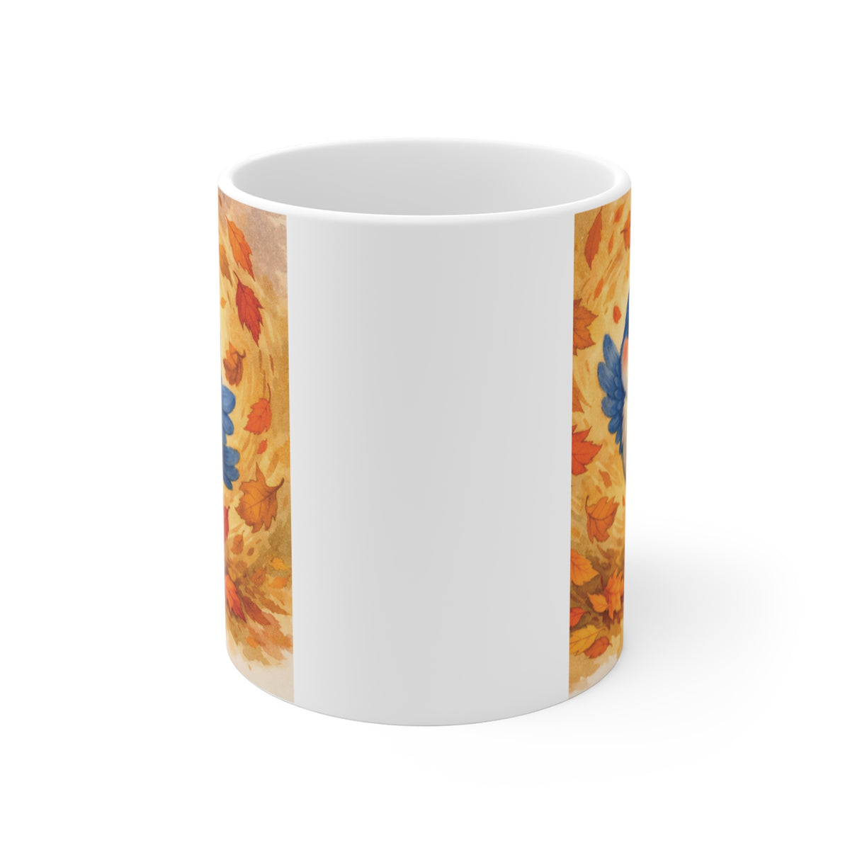 Bluebird in Swirling Leaves Fall Mug – Watercolor Autumn Coffee Cup