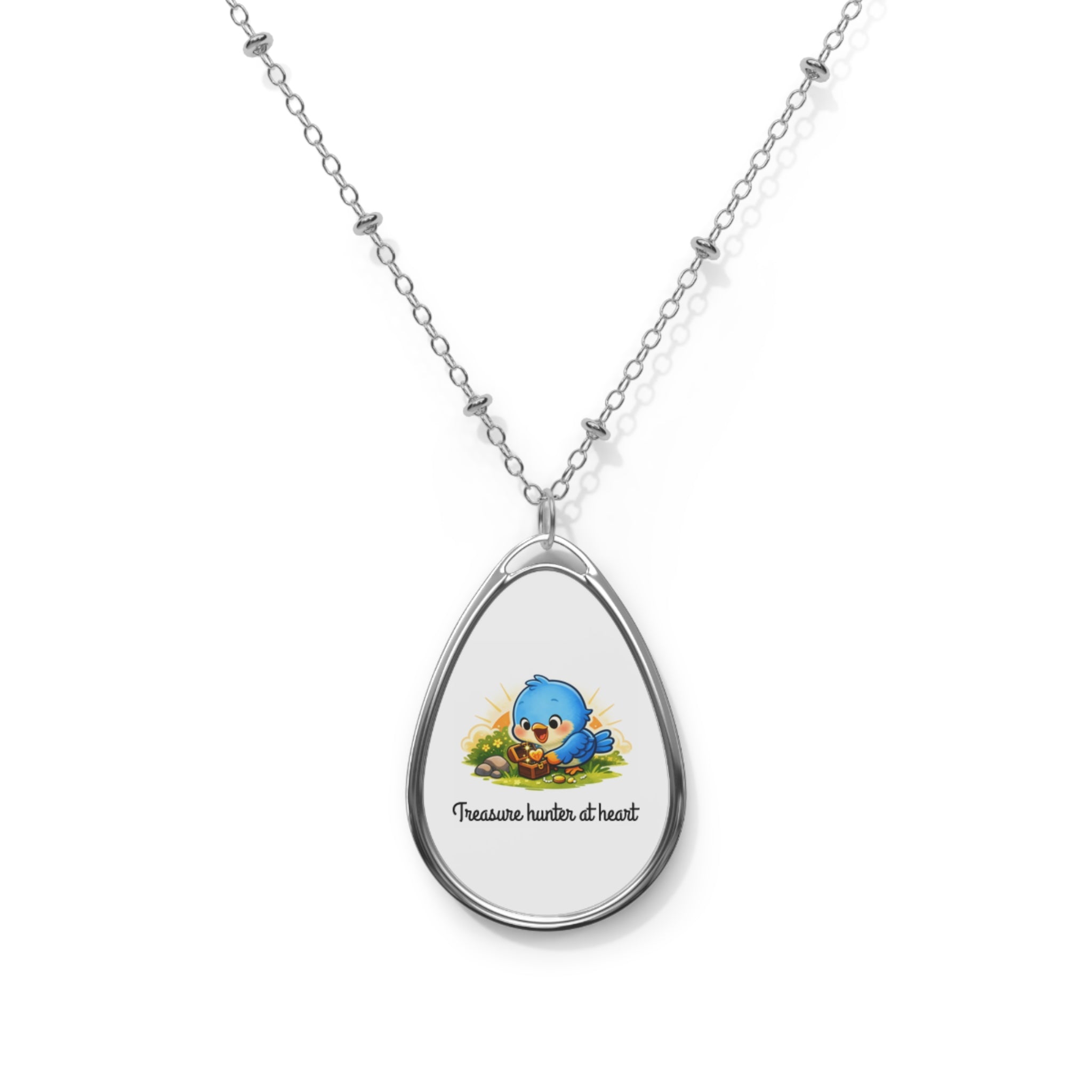 “Treasure Hunter Bluebird Teardrop Necklace – Whimsical Nature Jewelry for Collectors & Dreamers”
