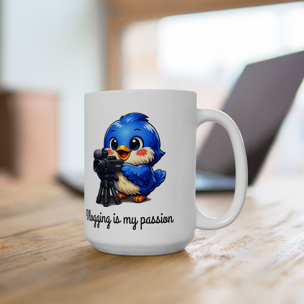 Vlogging Bluebird Mug – Cute Creator Coffee Mug for Content Makers & Influencers