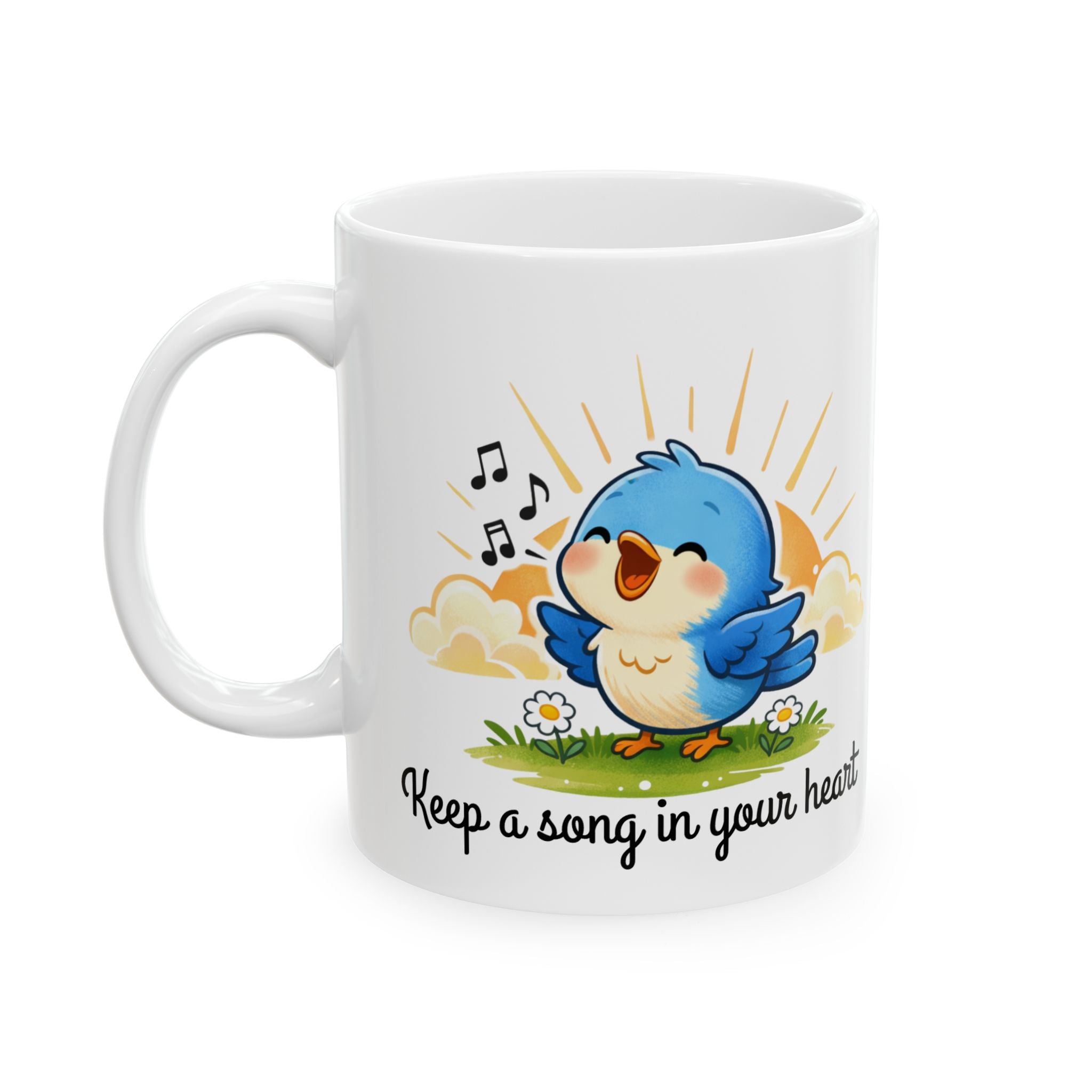 Singing Bluebird Mug – Inspirational Music Lover Gift – ‘Keep a Song in Your Heart’