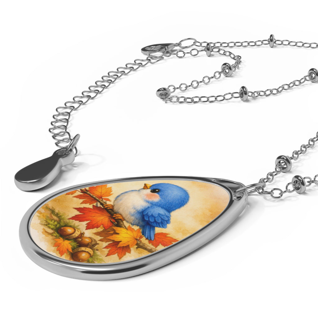 Fall Bluebird Teardrop Necklace — Autumn Gift Idea | Thanksgiving Jewelry
