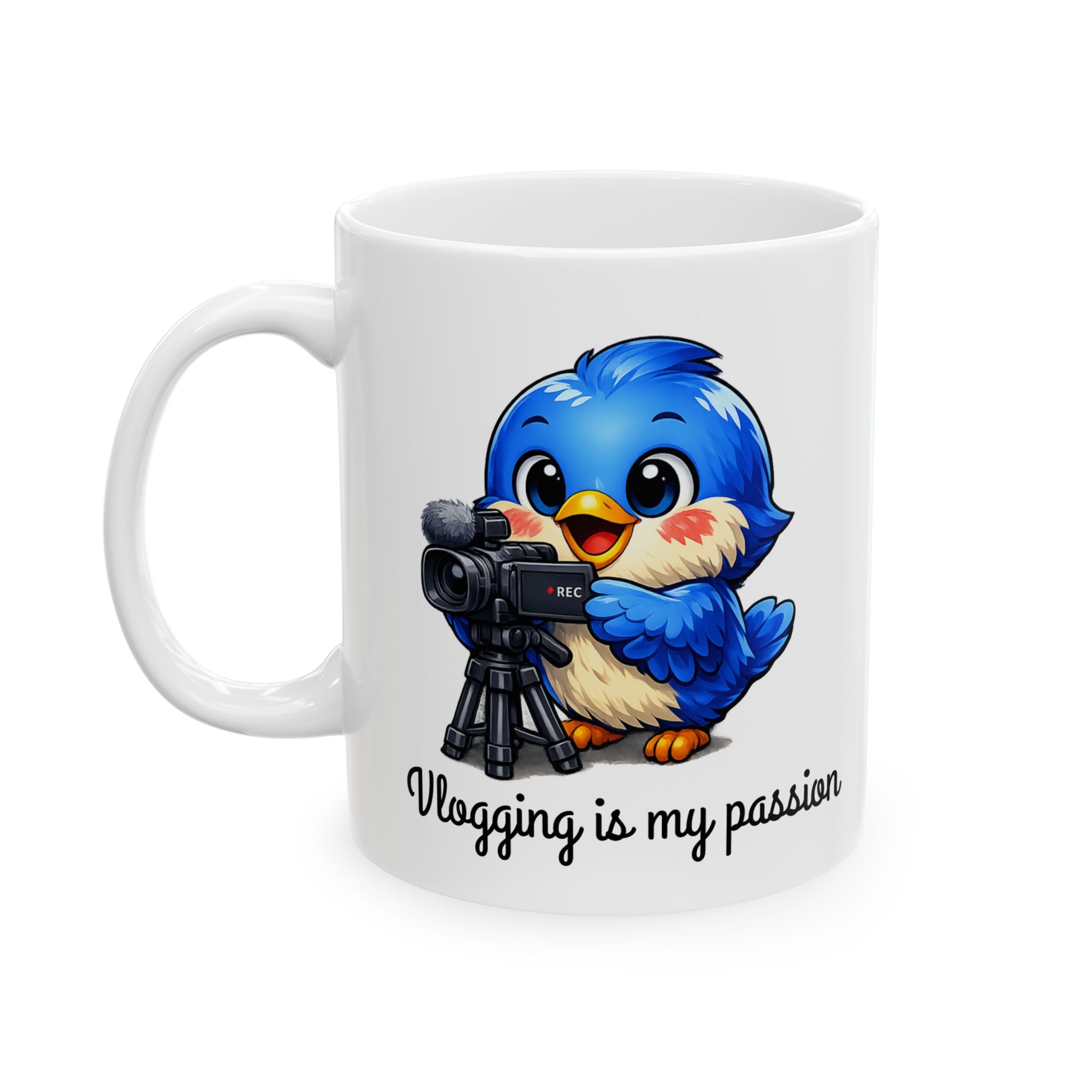 Vlogging Bluebird Mug – Cute Creator Coffee Mug for Content Makers & Influencers