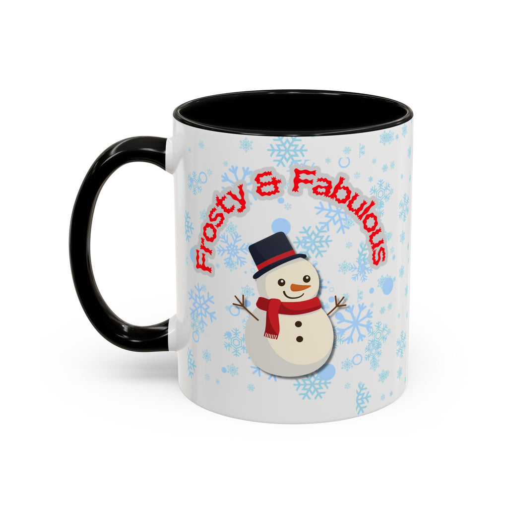 Frosty & Fabulous Christmas Mug – Snowman Winter Coffee Cup, Holiday Hot Cocoa Mug, Cute Snowflakes Design