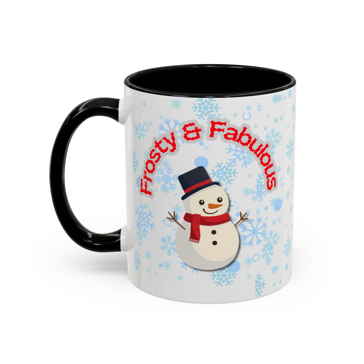 Frosty & Fabulous Christmas Mug – Snowman Winter Coffee Cup, Holiday Hot Cocoa Mug, Cute Snowflakes Design