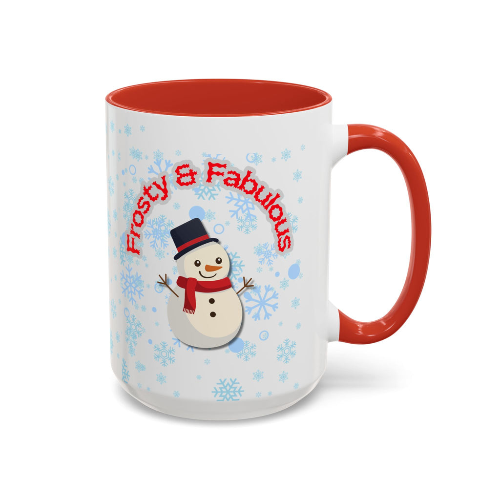Frosty & Fabulous Christmas Mug – Snowman Winter Coffee Cup, Holiday Hot Cocoa Mug, Cute Snowflakes Design