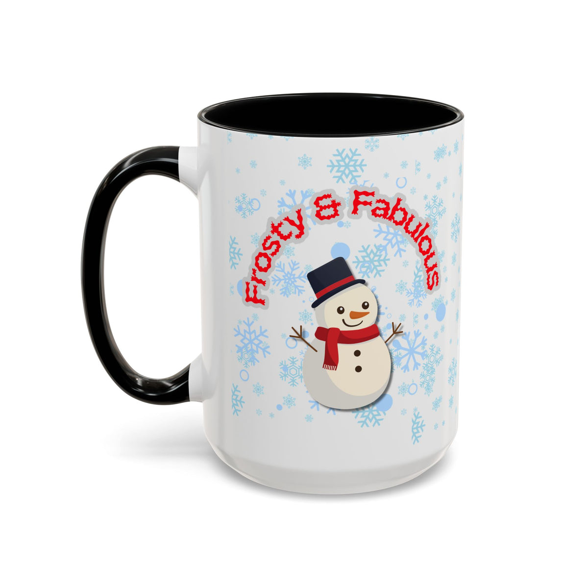 Frosty & Fabulous Christmas Mug – Snowman Winter Coffee Cup, Holiday Hot Cocoa Mug, Cute Snowflakes Design