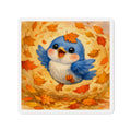 Swirling Leaves Bluebird Die‑Cut Magnet – Cozy Fall Watercolor Design