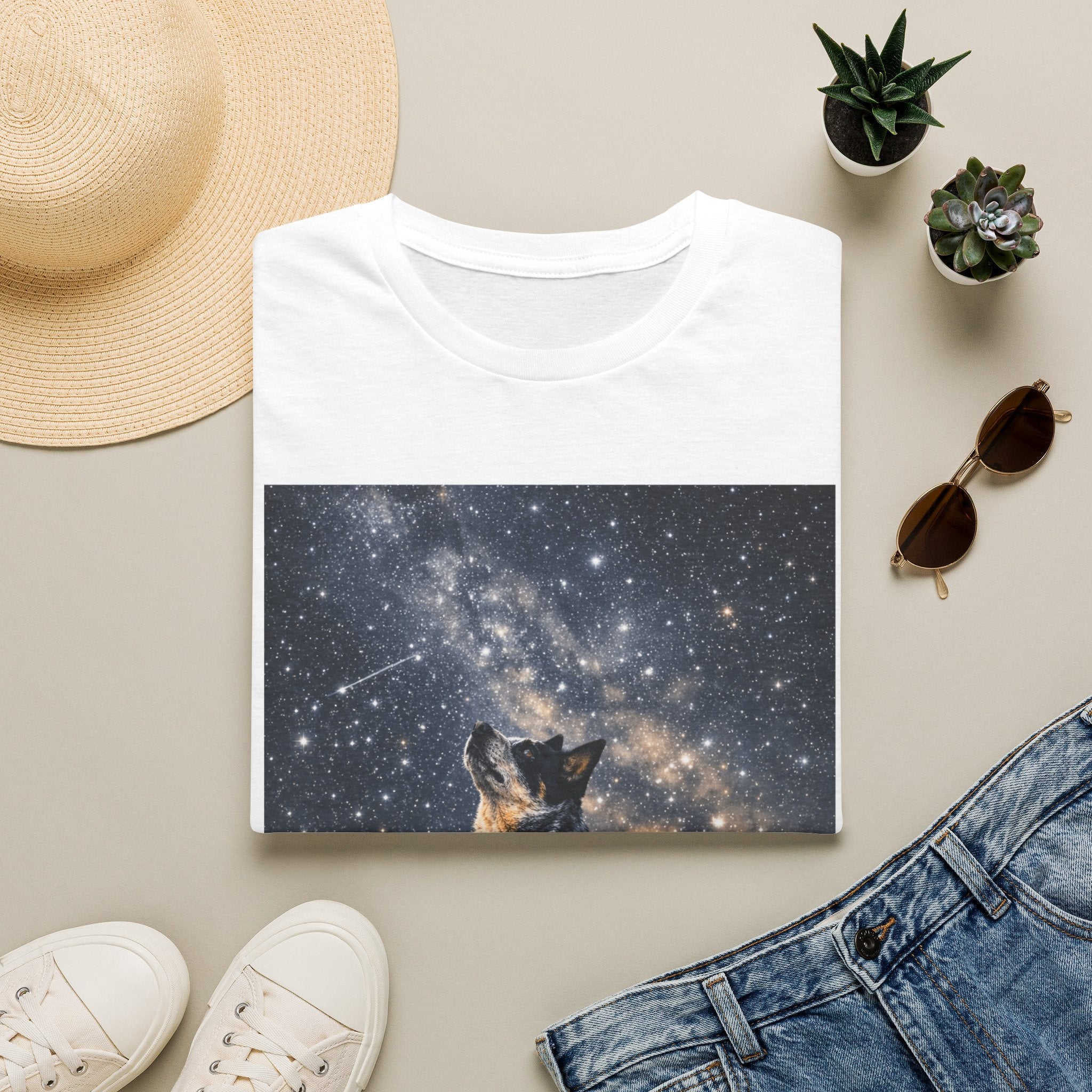 Stargazer Blue Heeler Cattle Dog T-Shirt — Celestial Night Sky Graphic Tee