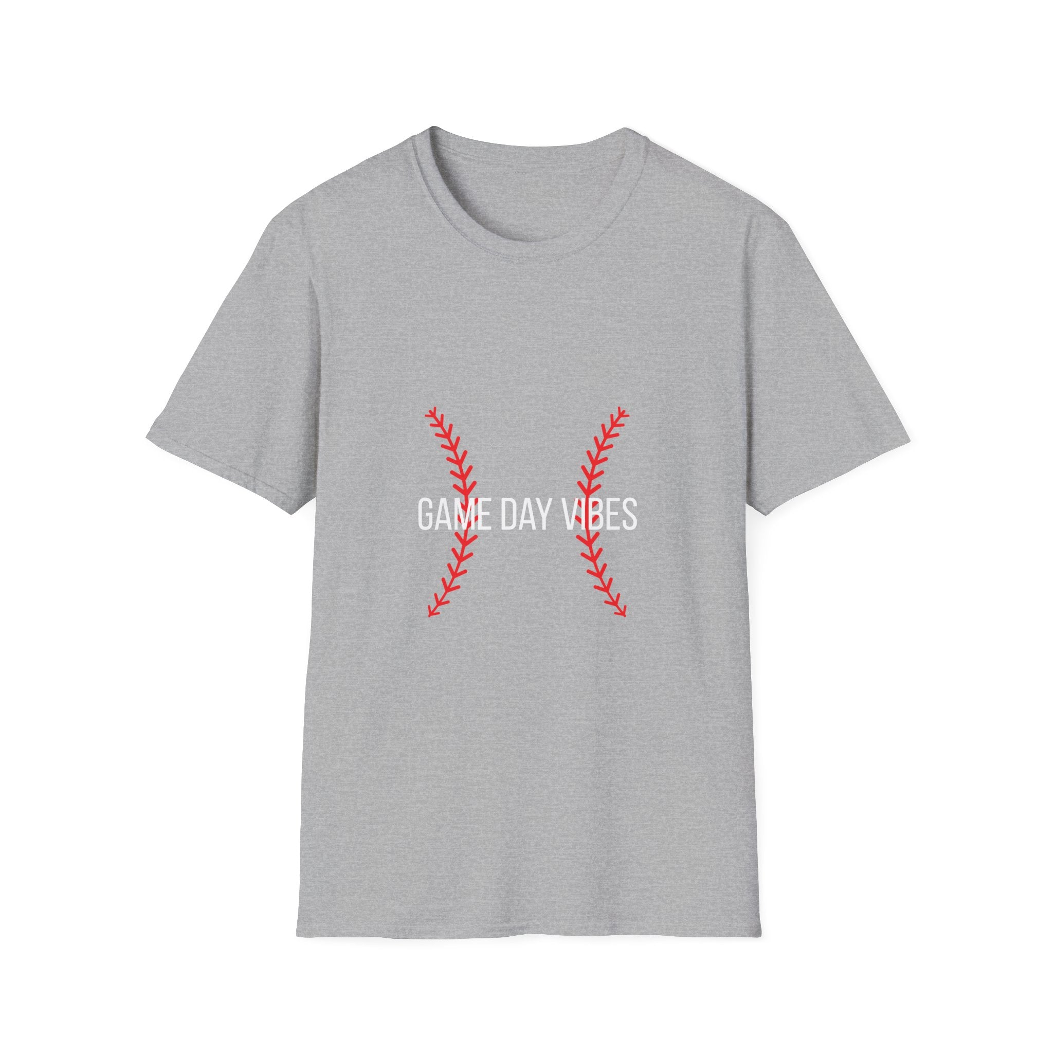 Baseball Stitch Tee — Minimal Red Stitch Design T-Shirt