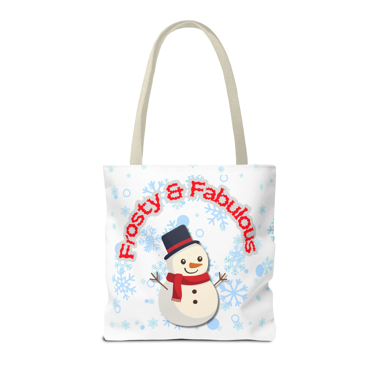 Frosty & Fabulous Christmas Tote Bag – Snowman & Snowflakes Winter Canvas Bag