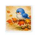 Bluebird Maple Branch Magnet  Cute Fall Fridge Magnet  Autumn Leaves Kitchen Decor  Woodland Bird Magnet  Cozy Seasonal Gift