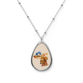 Woodland Friends Teardrop Necklace – Bluebird & Squirrel Storybook Pendant
