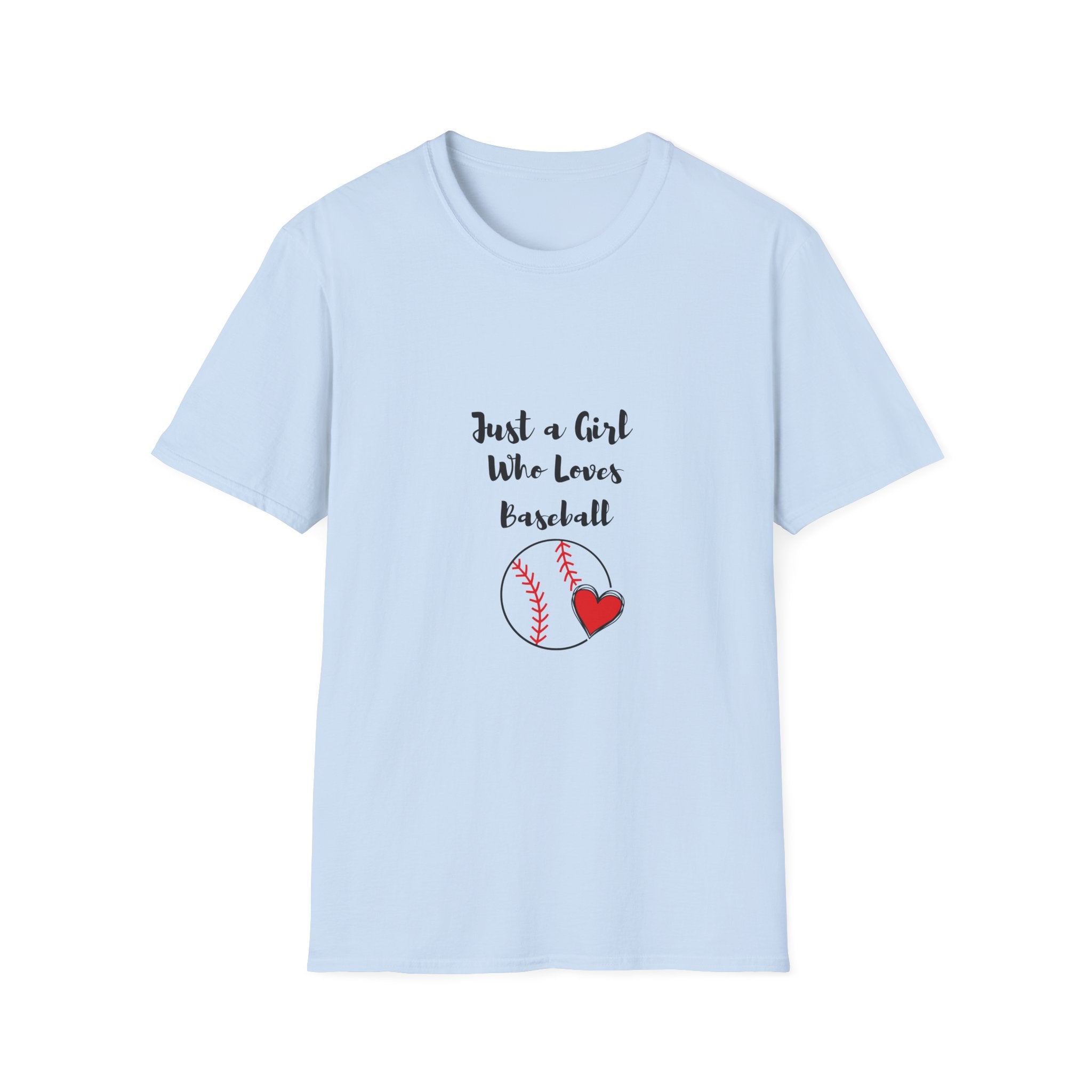Baseball T-Shirt — “Just a Girl Who Loves Baseball” Cute Soft Tee for Fans & Players