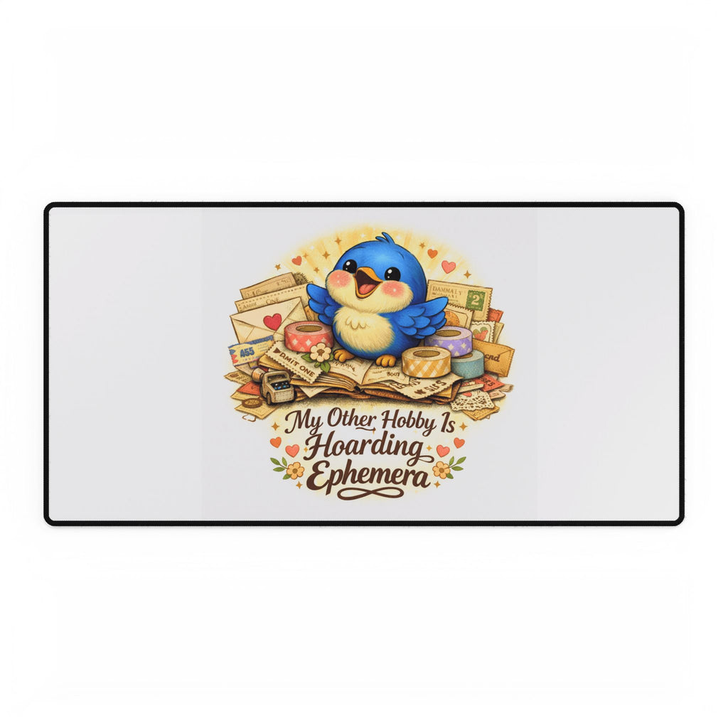 Ephemera Lover Bluebird Desk Mat – Craft Room Mat for Junk Journalers & Paper Collectors