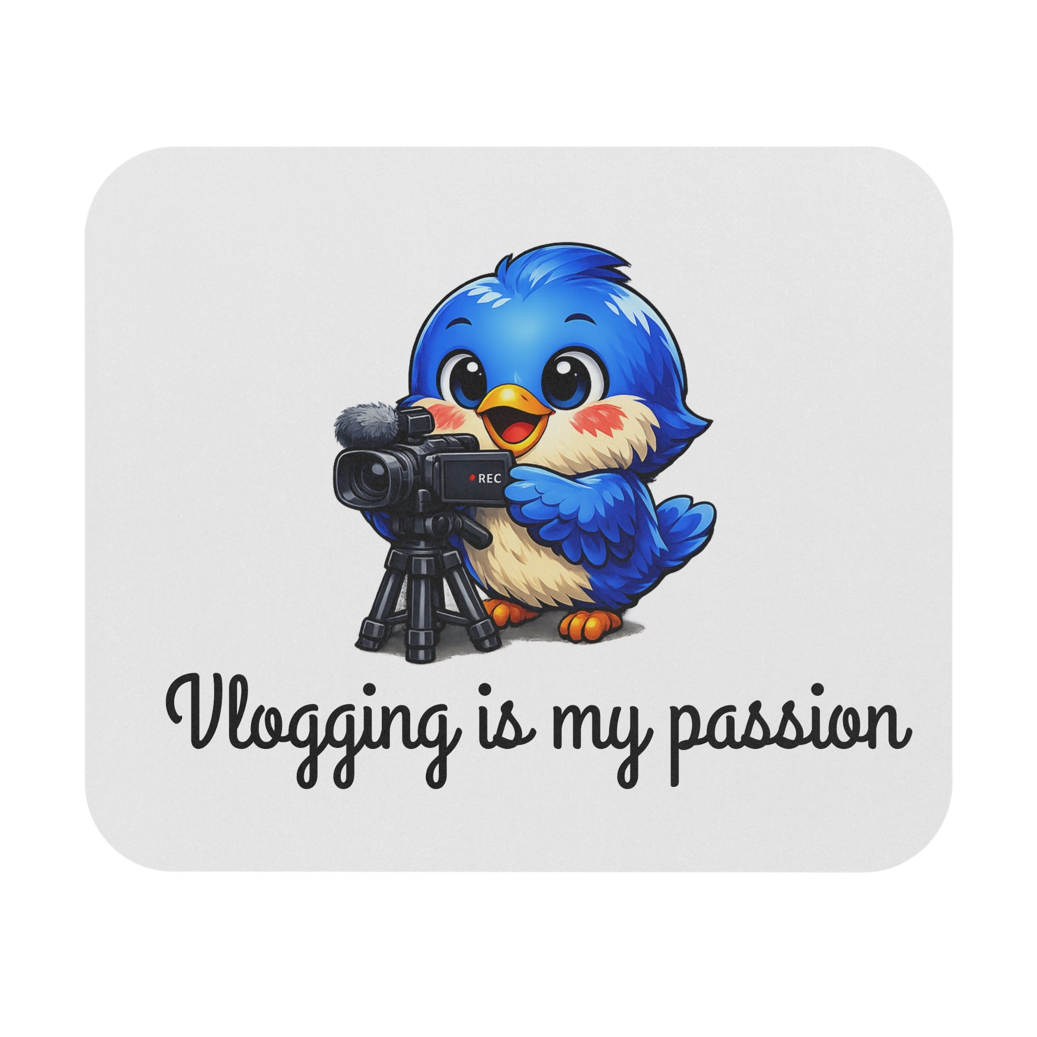 Vlogging Bluebird Mouse Pad – Cute Creator Desk Mat for Content Makers & Influencers