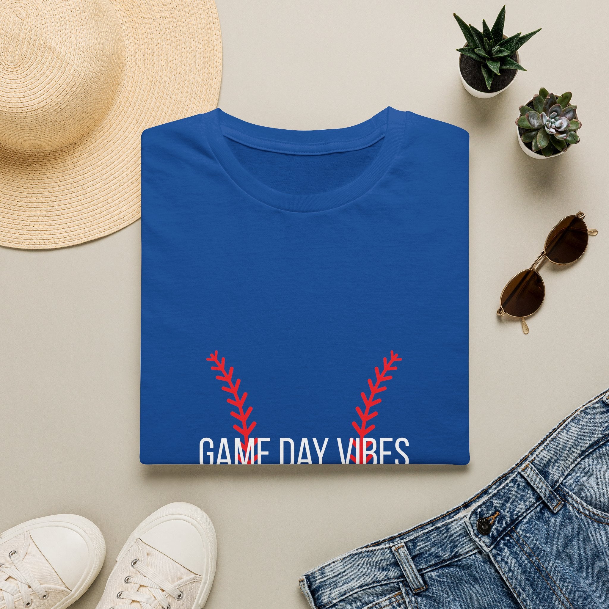 Baseball Stitch Tee — Minimal Red Stitch Design T-Shirt