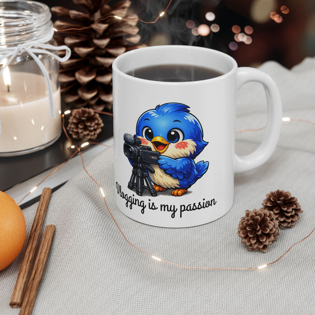 Vlogging Bluebird Mug – Cute Creator Coffee Mug for Content Makers & Influencers