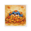 Autumn Bluebird Magnet – Watercolor Leaf Pile Art