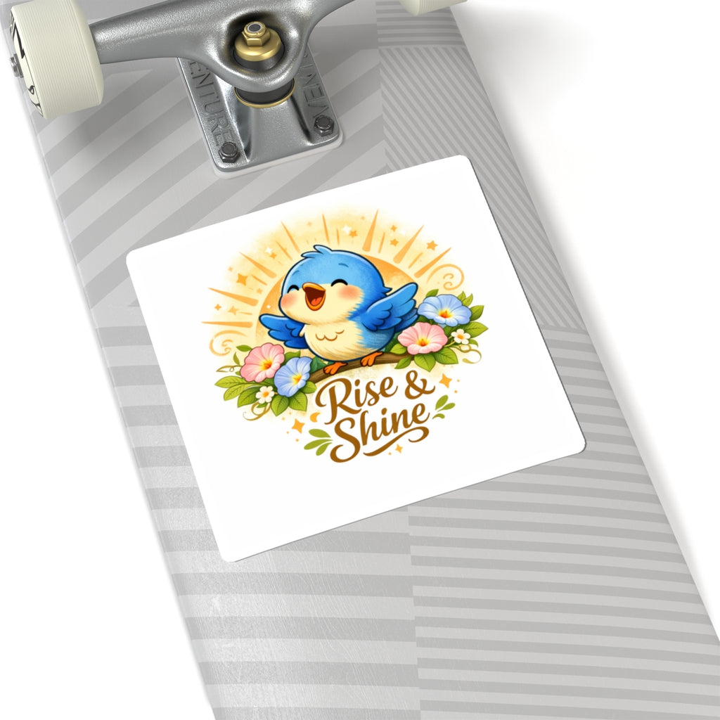 Rise & Shine Bird Sticker — Cute Morning Quote Kiss-Cut Sticker