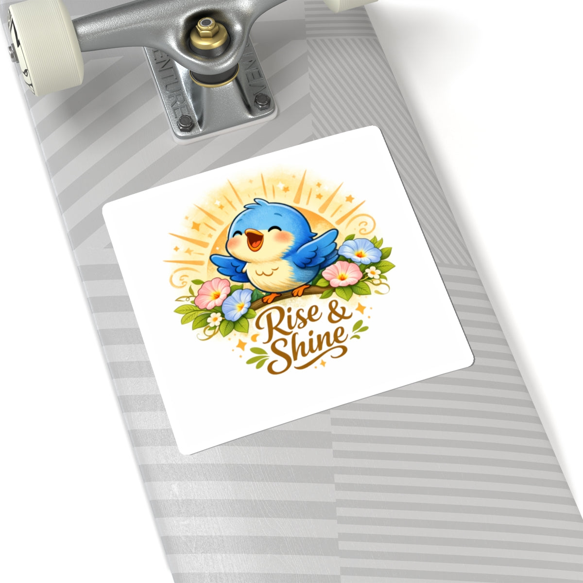 Rise & Shine Bird Sticker — Cute Morning Quote Kiss-Cut Sticker