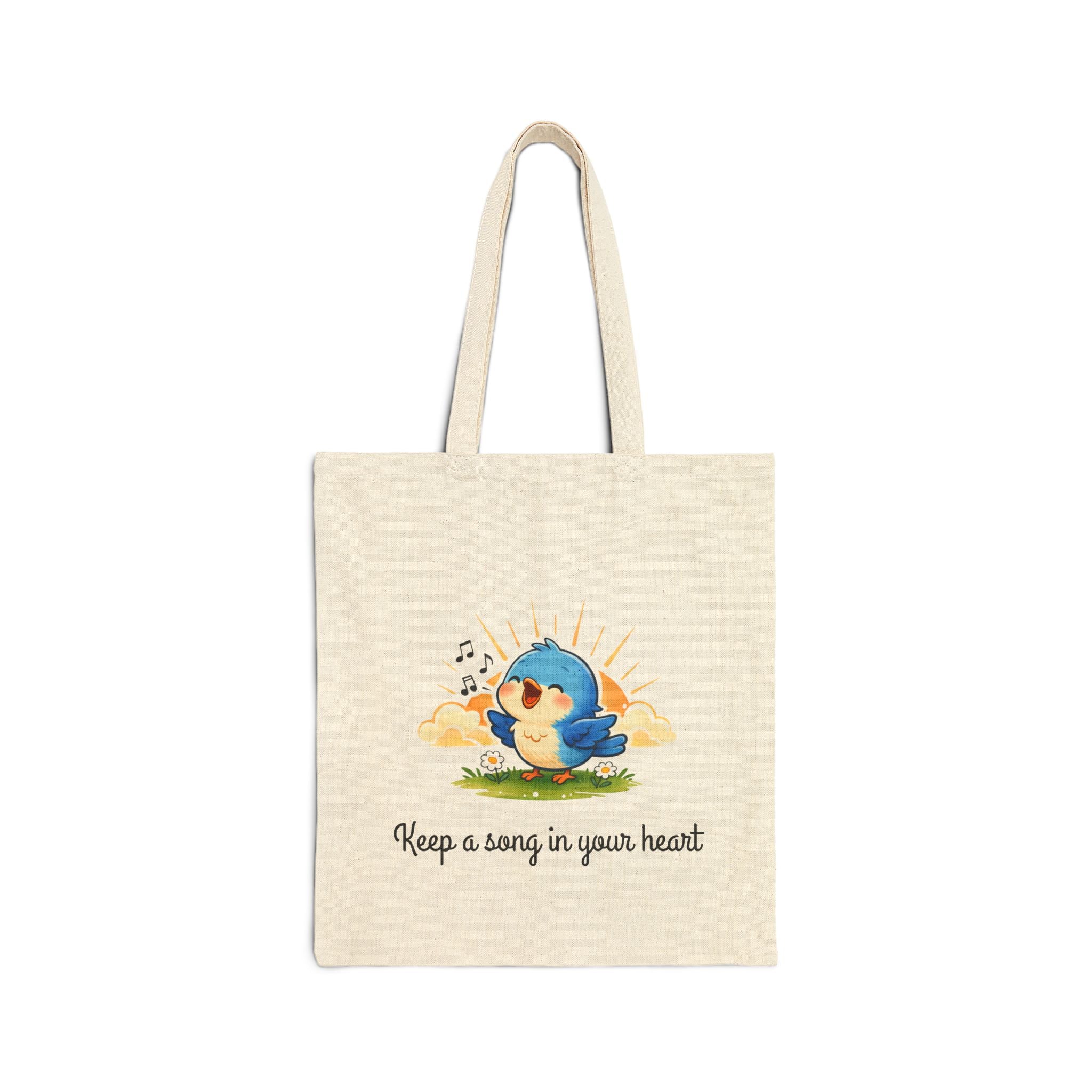 Singing Bluebird Tote Bag – Inspirational Music Lover Gift – ‘Keep a Song in Your Heart’