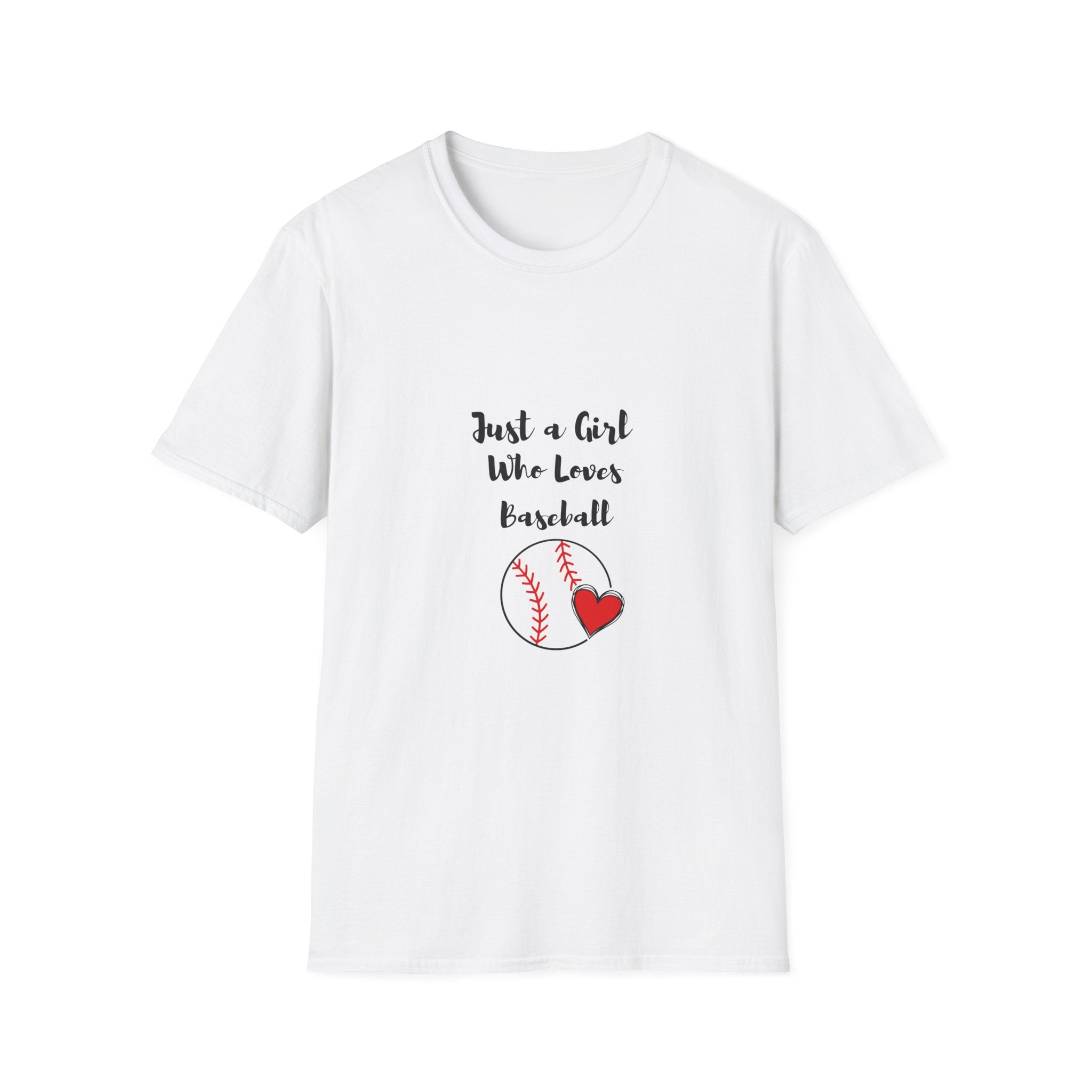 Baseball T-Shirt — “Just a Girl Who Loves Baseball” Cute Soft Tee for Fans & Players