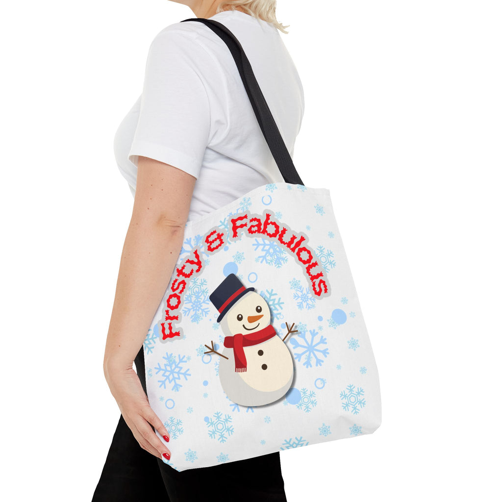 Frosty & Fabulous Christmas Tote Bag – Snowman & Snowflakes Winter Canvas Bag