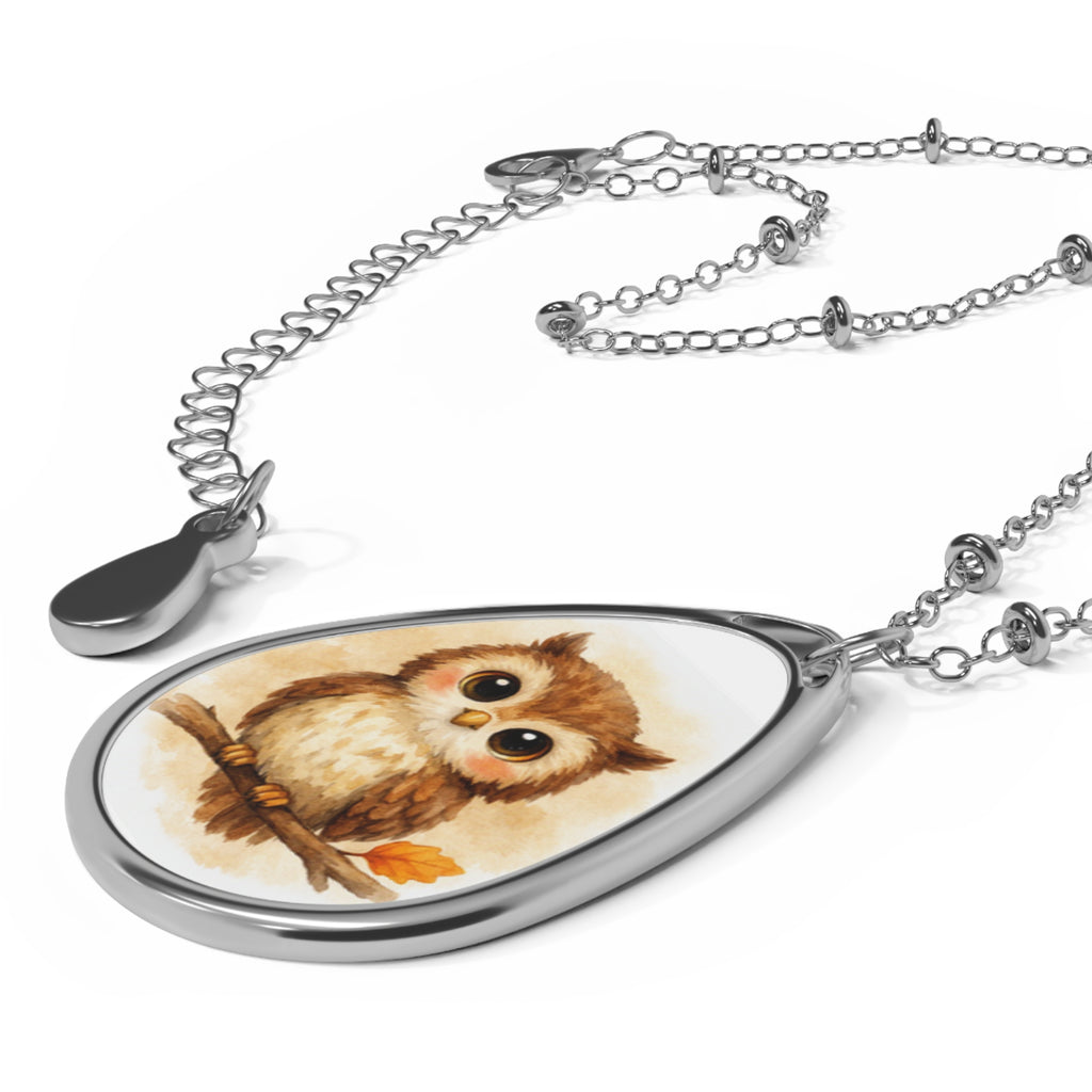 Woodland Owl Necklace – Cozy Autumn Watercolor Pendant
