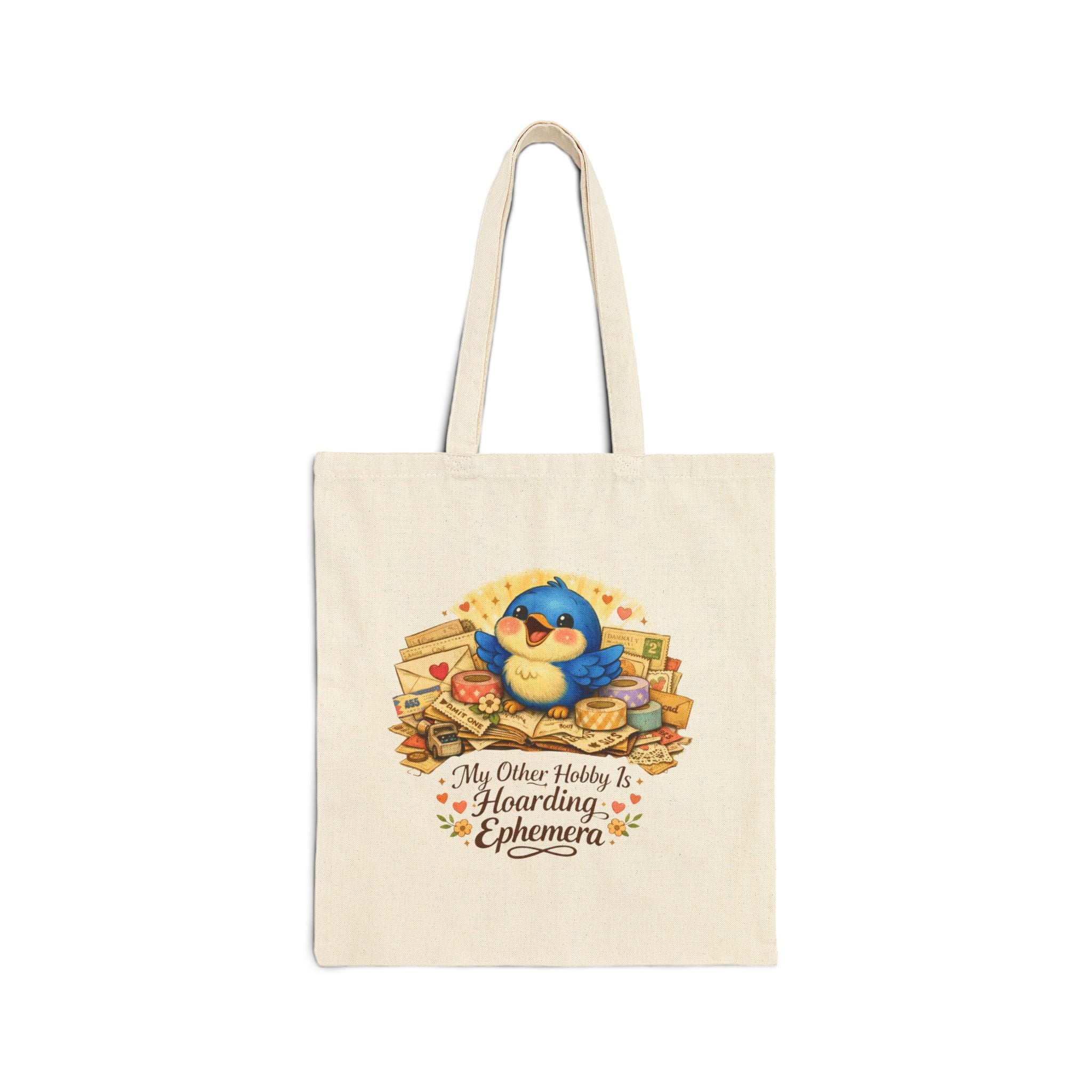 Ephemera Lover Bluebird Tote Bag – Junk Journaling & Scrapbooking Bag for Paper Collectors