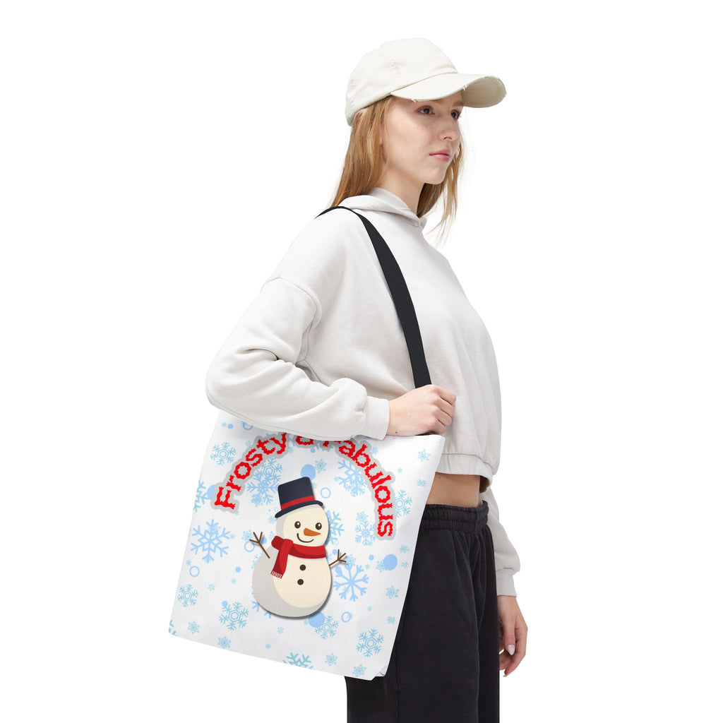 Frosty & Fabulous Christmas Tote Bag – Snowman & Snowflakes Winter Canvas Bag