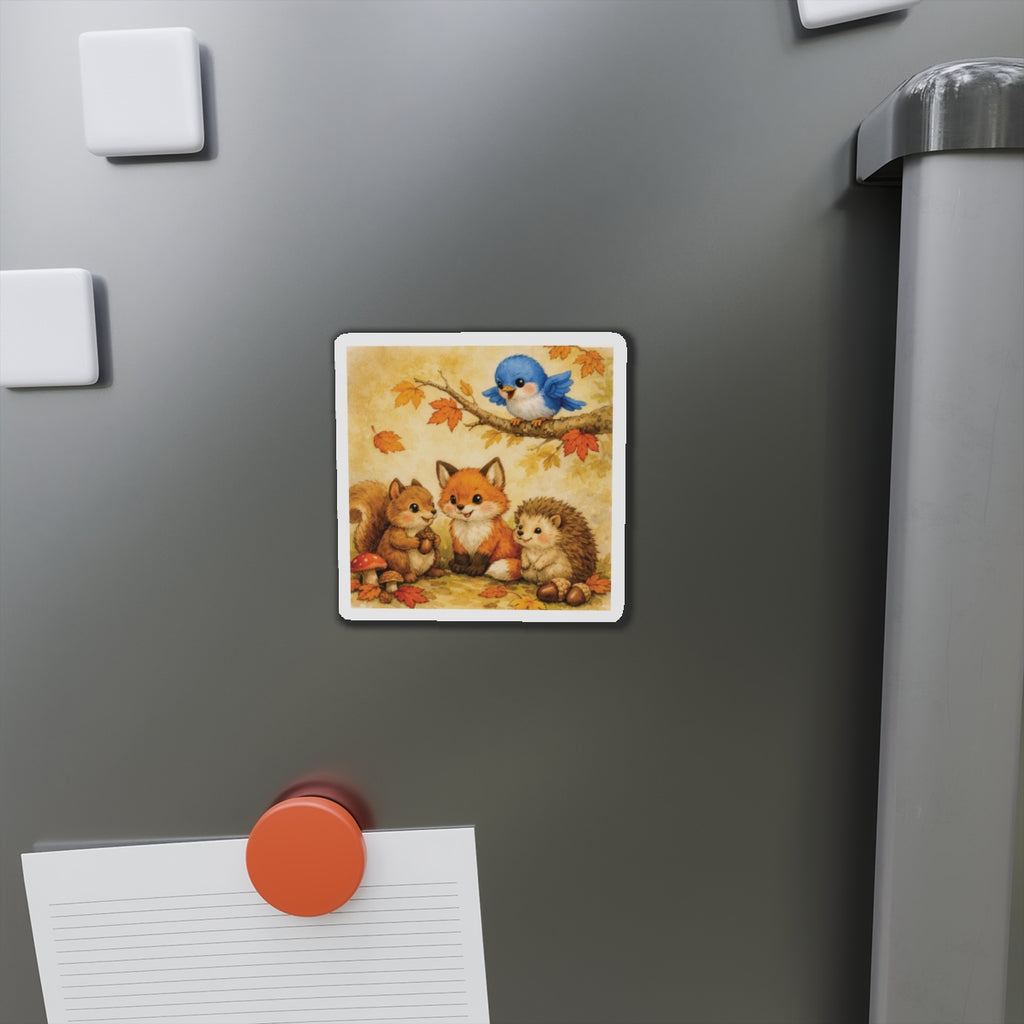 Bluebird & Woodland Friends Magnet – Cute Fall Watercolor Autumn Décor
