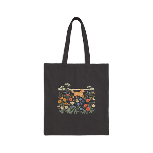 Canvas Tote Bag — Golden Retriever in Wildflower Field Tote