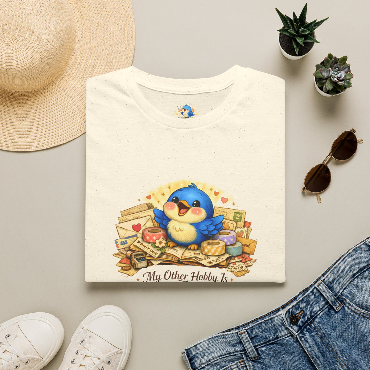 Personalized “My Other Hobby Is Hoarding Ephemera” Bluebird Tee