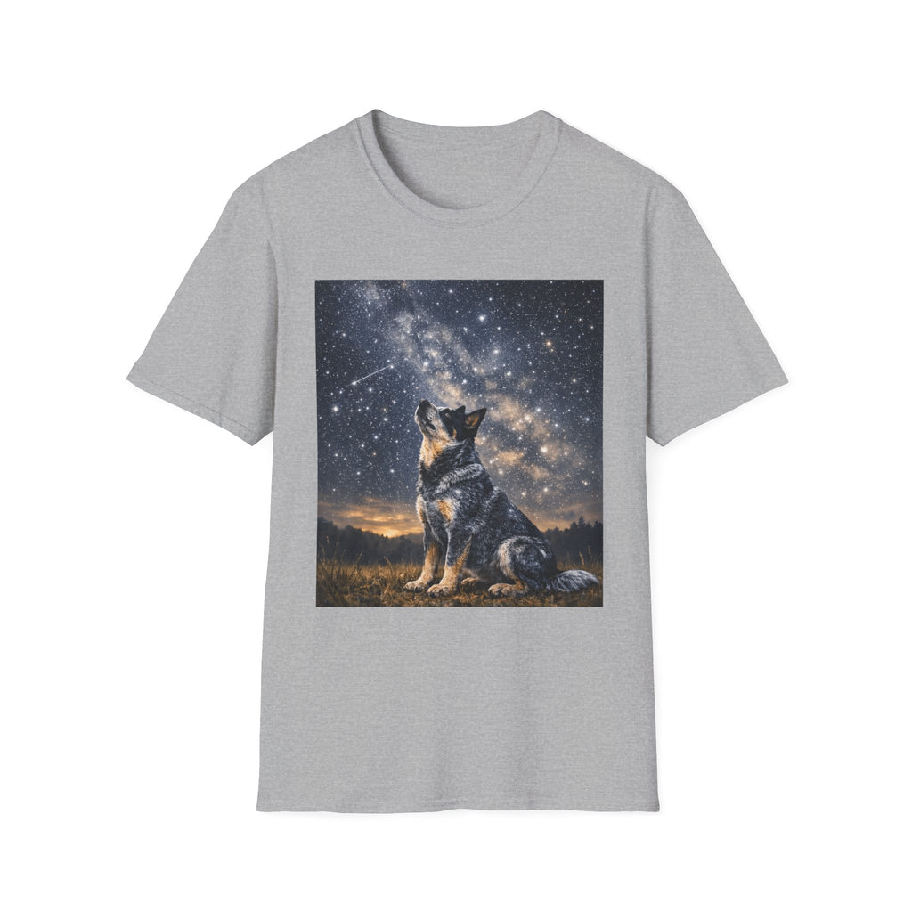 Stargazer Blue Heeler Cattle Dog T-Shirt — Celestial Night Sky Graphic Tee