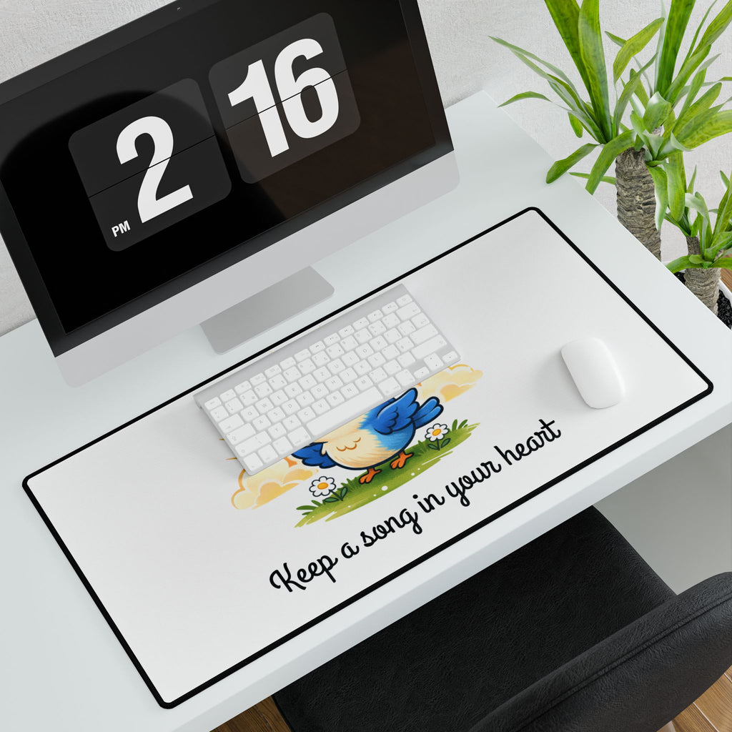 Singing Bluebird Desk Mat – Inspirational Music Lover Desk Mat – ‘Keep a Song in Your Heart’