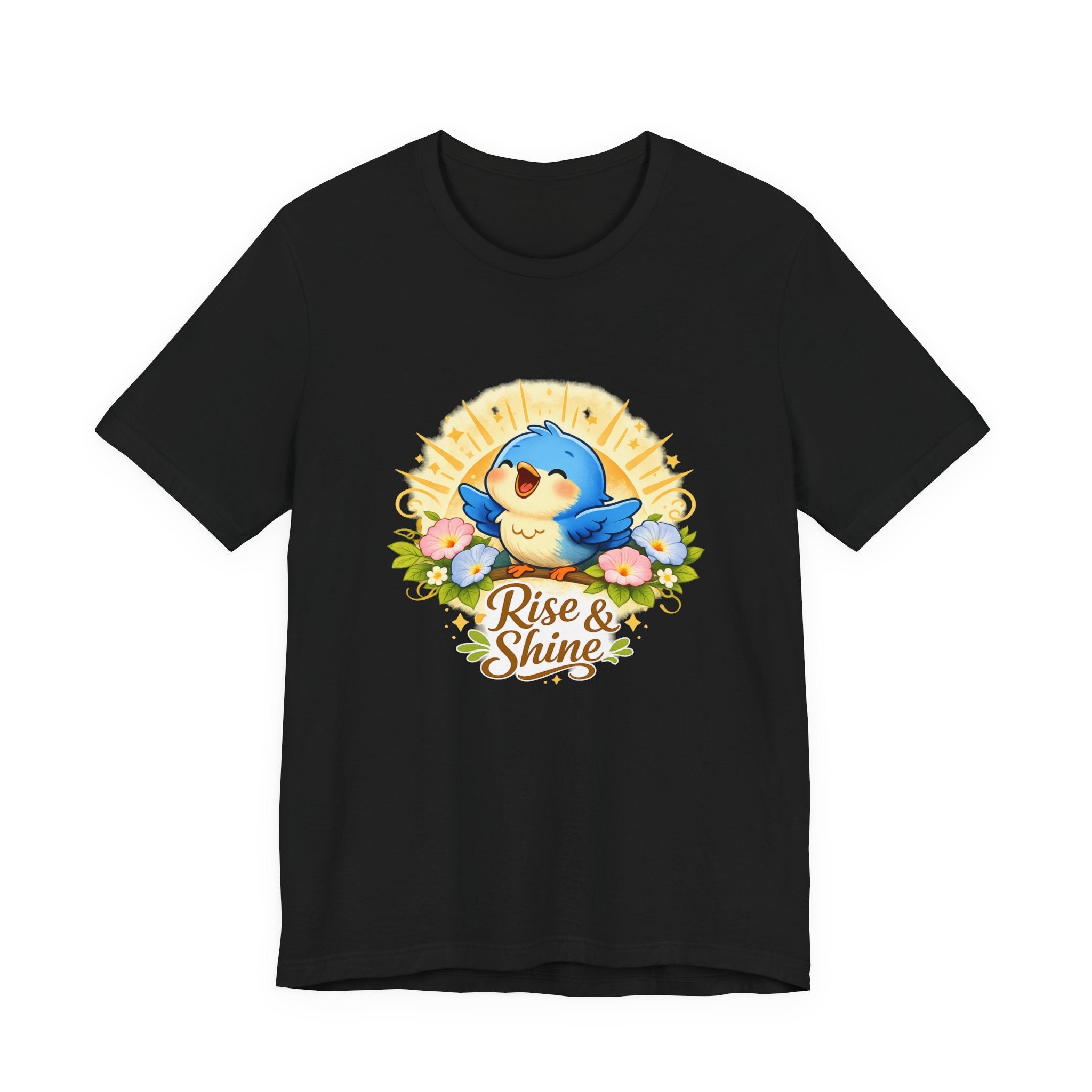Rise & Shine Bluebird Tee — Cute Morning Birds Graphic T-Shirt