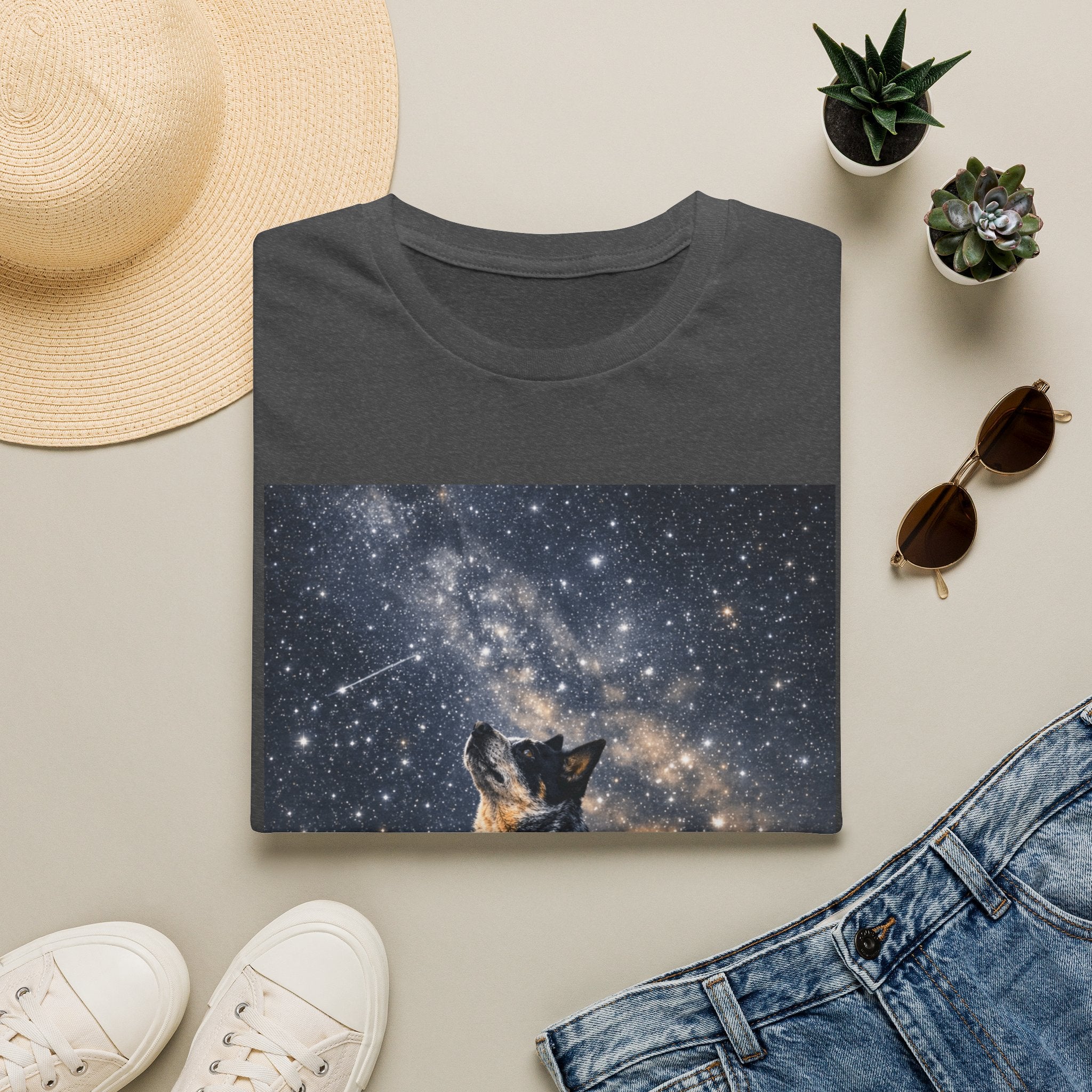 Stargazer Blue Heeler Cattle Dog T-Shirt — Celestial Night Sky Graphic Tee