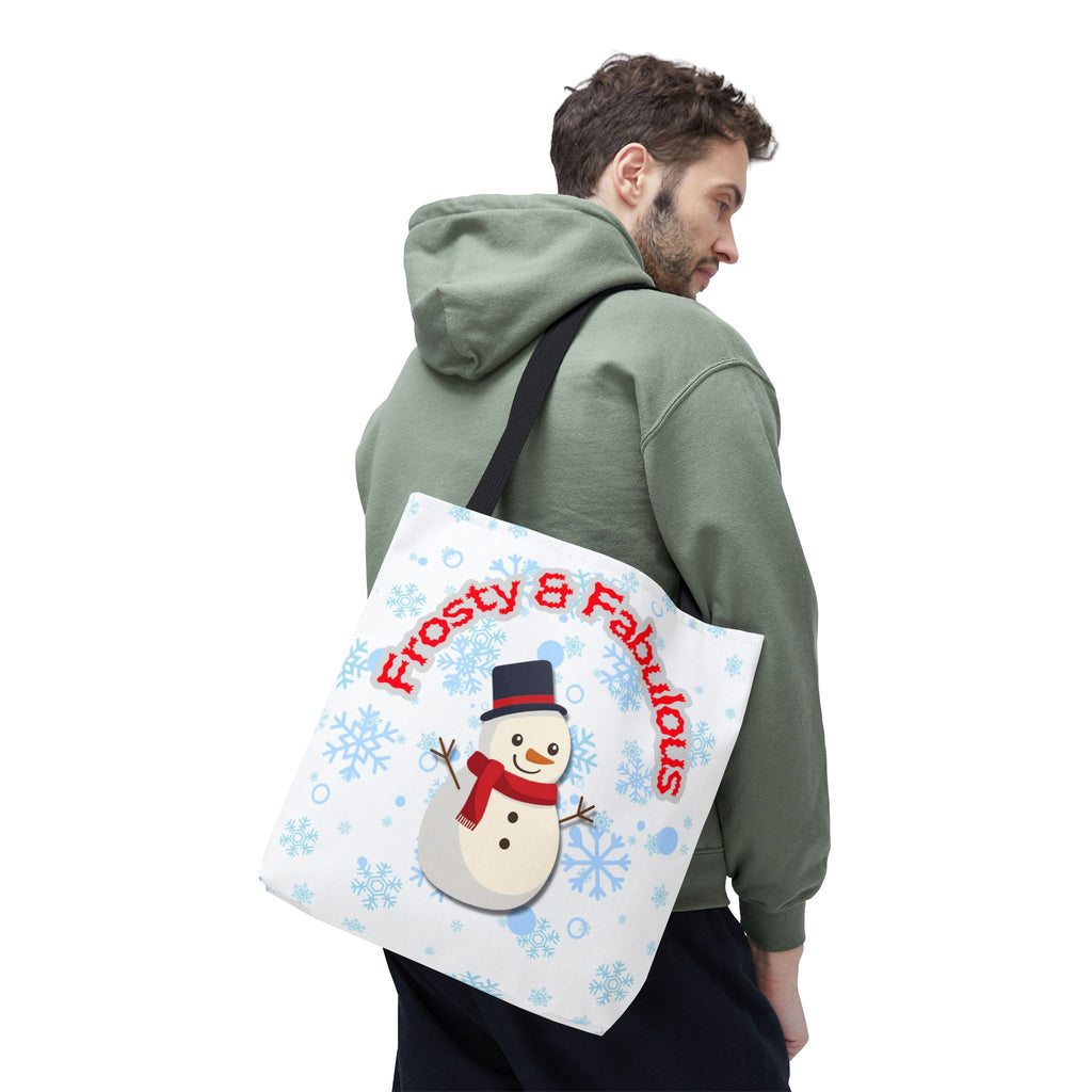 Frosty & Fabulous Christmas Tote Bag – Snowman & Snowflakes Winter Canvas Bag